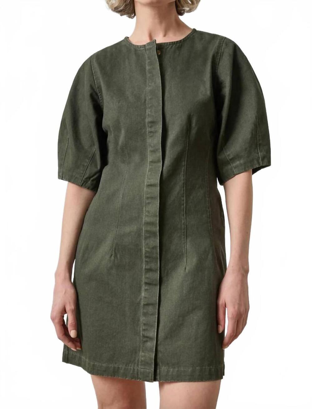NEW LILLA P washed twill shirt dress in juniper
